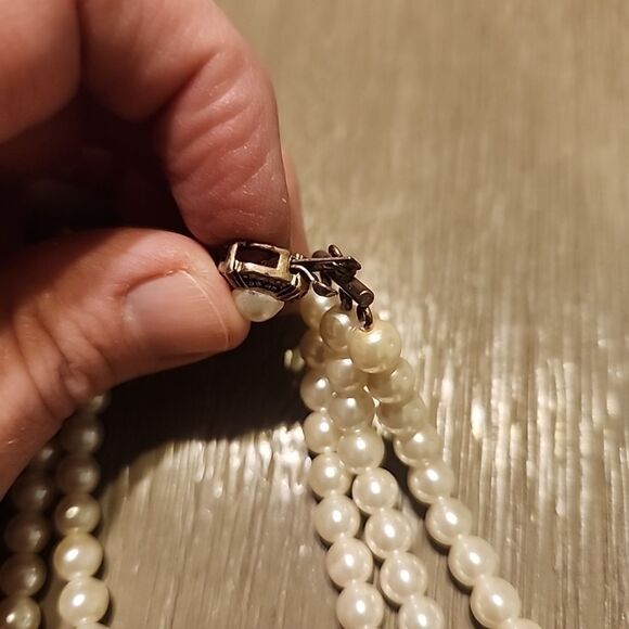 Vintage Faux Pearl Necklace 16” Very Sweet Set 3 Strands - Picture 4 of 4